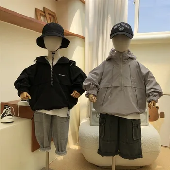 Детски дрехи, детско палто, Есен 2023, Новата модерна туристическа яке за момчета и момичета, ежедневни ветровка за улицата