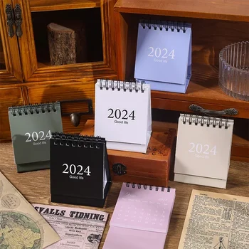 2023.09 - 2024.12 Обикновен настолен календар на мини-рула със стикери в грах, дневник, график на работа, за да проверите за творчество