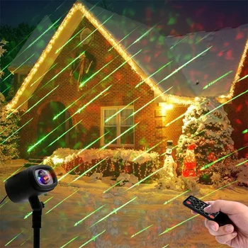 2 В 1 Зелена метеоритен дъжд Коледен лазерен проектор Градинска вълна вода Коледни проекторные лампа с дистанционно управление за празничен декор