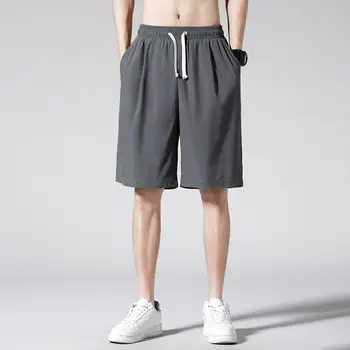 Луксозни мъжки ежедневни панталони от M до 4XL с наклонени джобове, Тънки летни мъжки спортни къси панталони, Мъжки плажни шорти, мъжки дрехи