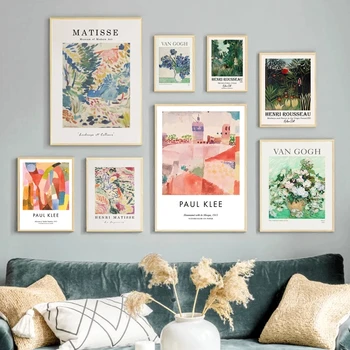 Абстрактен Цветен плакат с цветя и листа, живопис върху платно, стенни живопис, скандинавски плакат и стенни картина с принтом, интериор на хол