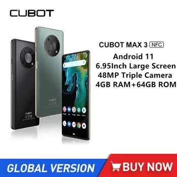 Нови смартфони Cubot MAX 3 6,95-Инчов Сверхбольшая на цял екран 48-Мегапикселова Тройната Камера Батерия 5000 ма Android 11 4G Мобилен Телефон NFC