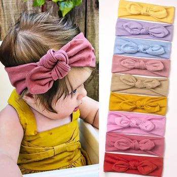 Детски есенни фини аксесоари за коса, детски шал с широка периферия цвят карамел, универсална детска превръзка от неопрен за коса