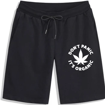 Weed Don 'T Panic It' S Органични мъжки къси панталони за почивка от черен памук