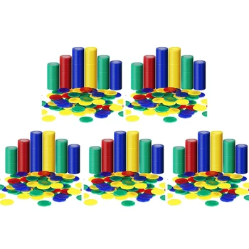 2000 броя пластмасови чипове за покер, игрални чипа, 4 Цвята броим картите за преброяване на чиповете за игра на бинго, 4