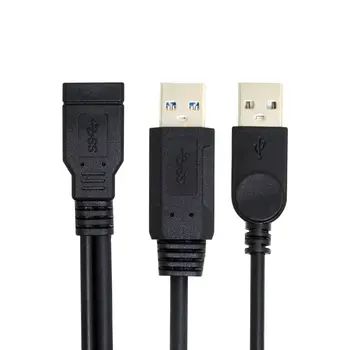 Chenyang CYDZ Кабел CY Black USB 3.0 Жена към Dual USB Мъжки удължителен кабел за Допълнително Захранване за Пренос на данни Y за 2,5-инчов Мобилен Твърд Диск