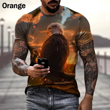 Тениски с 3D-принтом като животински Орел, Красива улица флаг, Цялата деколте, Риза с къс ръкав