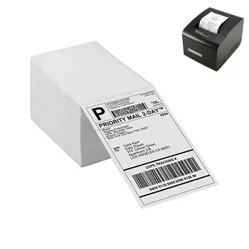 Етикети за термопринтера, сгъваема хартия за термопринтера на етикети, 500 етикети в опаковка от хартия, хартия за термопринтера преки действия