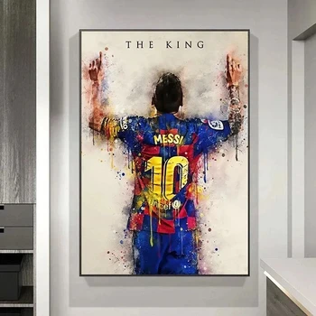 Плакат с футболната звезда Меси, декоративна живопис, модерни фенове стена на изкуството за дома, естетика за украса на стаята.