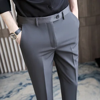 Мъжки Пролет-лято Бизнес Официалните Панталони, Обикновена Ежедневни Костюмные панталони в Корейски стил, 2023, Мъжки Сватбени Светски Панталони, Плюс Размер 36