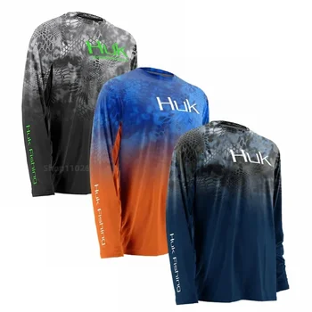 Риболовна Риза HUK, Летен Трикотаж С Дълъг Ръкав, Мъжки Комплект за слънчева Защита Upf 50, Тениска, Дишаща Майо, Camisa De Pesca