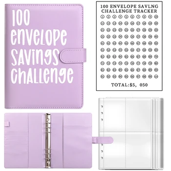 Книгата задачи на 100 спестявания с конвертами, папка за задачите на пликове с формат А5, с конвертами за брой -задача на икономии на разходи, лесна инсталация