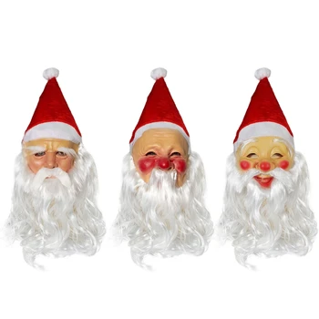 Коледна латексова маска на Дядо Коледа шапки на половината от лицата, аксесоари за коледното парти за възрастни, празничен костюм, реквизит за cosplay