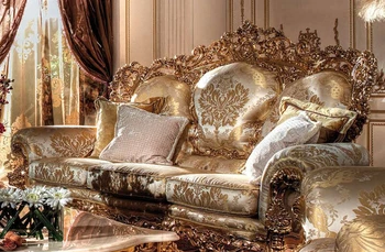 Комбинация на мека мебел от масивно дърво 123 Мебели за хола на Луксозен американски единична, двойна и тройна диван в европейски стил