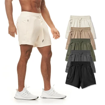 Къси панталонки за фитнес зала, мъжки джоггеры, дрехи за фитнес, Джоггеры с индивидуално лого, с закачалка за кърпи и странични джоб, памучни спортни шорти-cargo