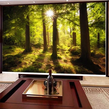 бейбехан Потребителски тапети 3d фотообои девствена гора утринната светлина, кислород хол декоративна живопис 3d тапети на стенописите
