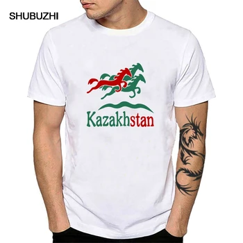 Национален Флаг На Казахстан Тениска Златното Слънце Орел Печат На Мъжки Тениски С Къс Ръкав Потник Казак Дрехи С Пръстови Отпечатъци Тениска