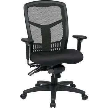 Офис стол за мениджър от дишаща мрежа Office Star ProGrid с регулируема височина на седалката, многофункционален на горивото наклон, висока облегалка