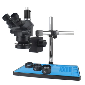 3,5-100-кратно Промишлен лабораторен стереомикроскоп с регулируемо фокусно разстояние, тринокулярный микроскоп, комплект за ремонт на бижута, мобилни телефони, часовници