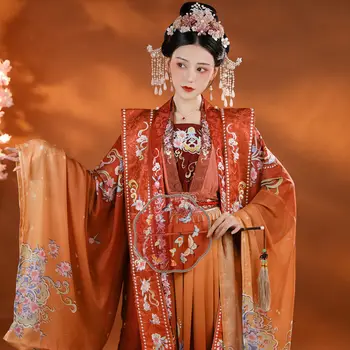 Луксозна дамска пола Hanfu koi color Song system Xipei с много широк ръкав, дълга пола с бродерия на талията, китайски вятър, лято ханьфу
