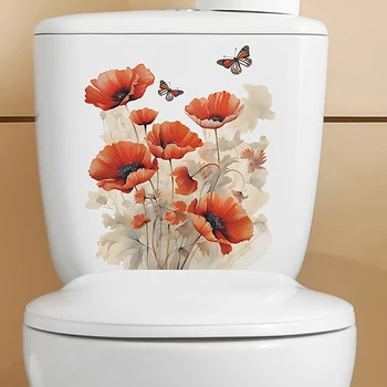 Стикери за баня, тоалетна, Модерен минималистичен цветя модел, самозалепващи картини за декорация на баня
