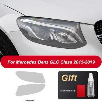 защитно фолио за автомобилни фарове от 2 теми за Mercedes-Benz GLC class X253 C253 AMG 2015-В прозрачна черна стикер от TPU аксесоари