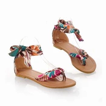 Сандали SWYIVY; Дамски летни обувки на равна подметка; Плажни сандали с отворени пръсти и каишка на щиколотке; Дамски ежедневни обувки; дамски сандали-за ролята на държавата в бохемски стил;