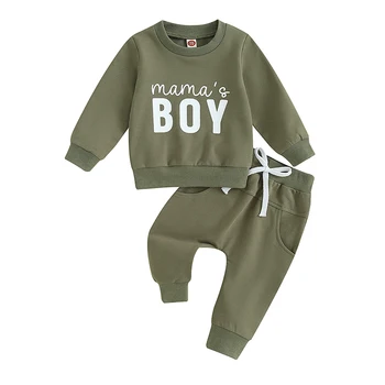Дрехи за малките момчета, hoody с кръгло деколте и дълги ръкави с писмото принтом за новородено, комплект панталони на експозиции, детски брючные костюми