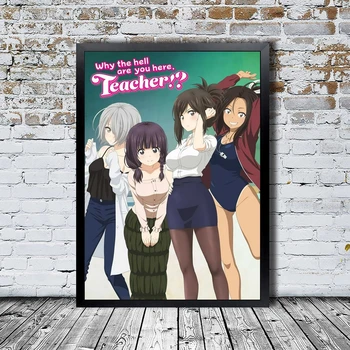 Какво, по дяволите, правиш тук, учителю! Плакат аниме е Японска анимация теледрама на плакат Печат на платно Стенни живопис Начало декор