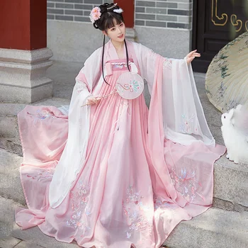 Rose Женствена рокля Hanfu с Традиционната китайска бродерия Танцов Костюм Фея Cosplay Дамски Дрехи принцеса Карнавал 2022 3ШТ