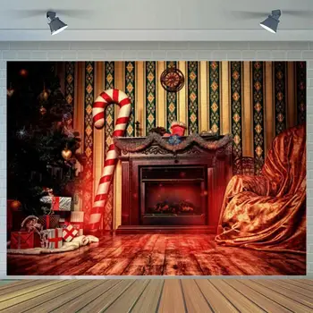 Камина, Коледна елха, подарък, кърпа за студийната фотография, украса за празничната партита, 3D детски снимки на Цифров Bacdrop