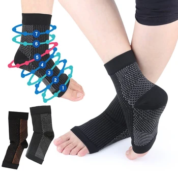 1 чифт чорапи с дишаща мрежа с отворени пръсти, Полуколготки, ластични чорапи за подкрепа на глезените чорапи за премахване на болка