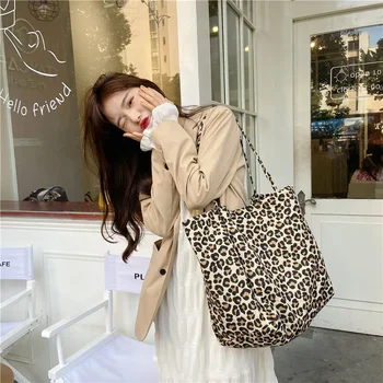 Youda Класическа чанта с голям капацитет за жени 2022, ретро-шик холщовая чанта-тоут, помещение за пазаруване, модни леопардовые чанта през рамо