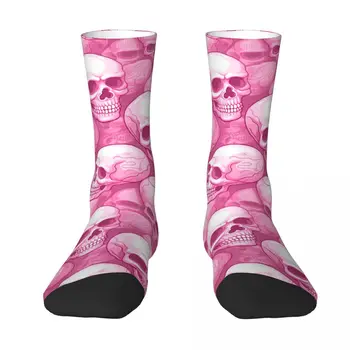 Чорапи с розови черепа на терор, мъжки, Дамски чорапи от полиестер, адаптивен дизайн