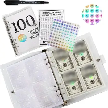 100-дневен бележник за спестяване на пари, бележник за спестяване на пари, 100-дневен тетрадка за домашно планиране, книга с дръжка за спестяване на пари