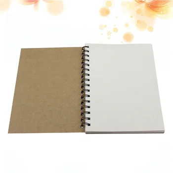 2 елемента Навити бележник, за да скицирате, Вътрешна Празна Бяла хартия за рисуване, 50 листа
