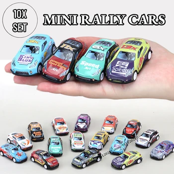 10 бр./лот Мини-рали, откатная метална модел автомобил, класическата малко превозно средство, миниатюрни играчки, подарък за душата на дете, подарък за рожден ден за момчета