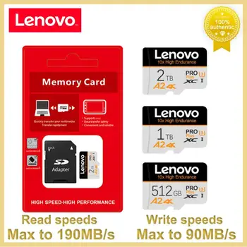 Lenovo 2TB Micro SD TF Карта 1TB 512GB 256GB SD/TF Flash карта с Памет v30 High Speed Cameracartão de memória За Камерата на телефона