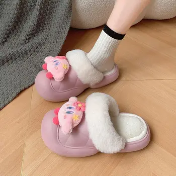 Дамски чехли Kirby Лоуф с герои от анимационни филми и аниме, е Новост есента и зимата 2023, Следродилна обувки, топли памучни чехли на дебела подметка от Eva