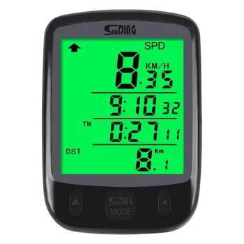 Saikeung Непромокаеми велосипедни часовник С led екран, което позволява измерване на часовник, компютър за планински велосипеди, велосипеди на измерване на скоростта, безжични и жични километража
