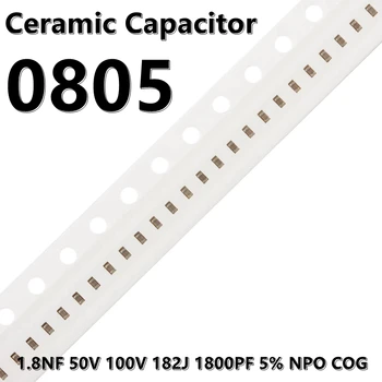 (50шт) 0805 Керамични кондензатори 1,8 NF 50В 100V 182J 1800PF 5% NPO КПГ 2012 SMD
