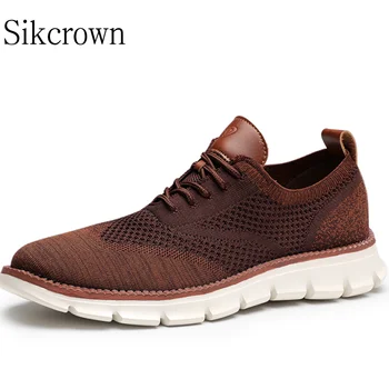 Летни удобни мъжки маратонки кафяв цвят, голям размер 46, за джогинг, лека ежедневни обувки са с дишаща мрежа, модерни обувки за ходене и шофиране