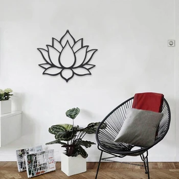 Метални стенни знак Lotus с выдалбливанием за дома спални, украса за стаите в йога в фермерска къща