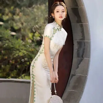 Летни рокли Ципао дължина Чонсам 2023, дамско модерно източното рокля премиум-клас, традиционен китайски дамски дрехи