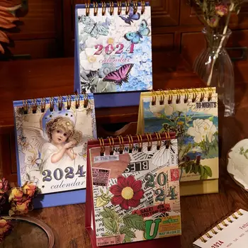 Постоянен Перекидной Календар на 2024 година, Органайзер за дневен ред, Дневен график, настолен календар, планиране на графици с пеперуда