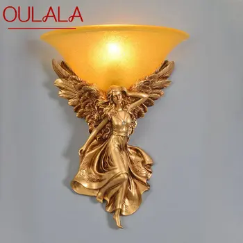 OULALA Модерните Стенни Лампи Angel Gold LED Creative Vintage Resin Sconce Лампа за Дома, Хол, Спалня, Прикроватного Декор