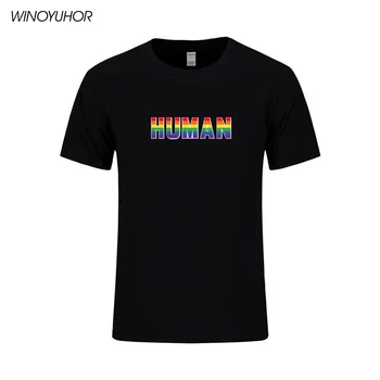 2023 Новата модерна марка дрехи ЛГБТ, гей, Любов, гордост, Тениска за транссексуални, Мъжки тениски за лесбийки с принтом рейнбоу човек, Памук