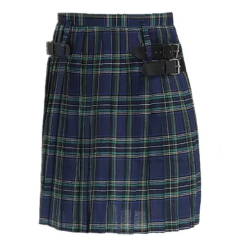 Популярните шотландски мъжки килт M-XL, традиционните карирани колан, плиссированная верига, двустранни кафяви панталони в шотландскую клетка в стил готик-пънк, поли
