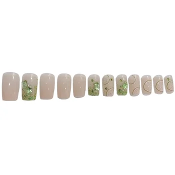 Режийни ноктите със зелени лимонови шарени Пластмасови нокти Гланц лепило на въздушната ноктите за професионално маникюрного салон