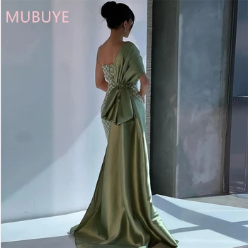 MOBUYE 2024 Арабски Дубай Выпускное рокля с едно рамо С къси ръкави с Дължина до щиколоток Вечерна мода Елегантна Вечерна рокля За жените